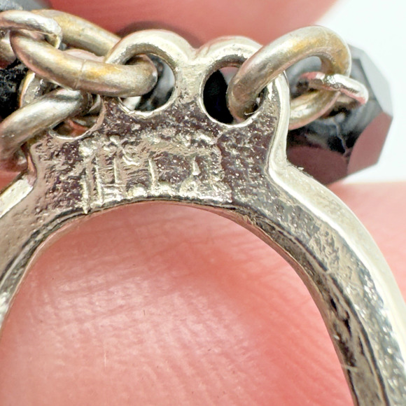 Vintage HOBE Necklace Signed Triple Strand Faceted French Jet 16" - Picture 6 of 7